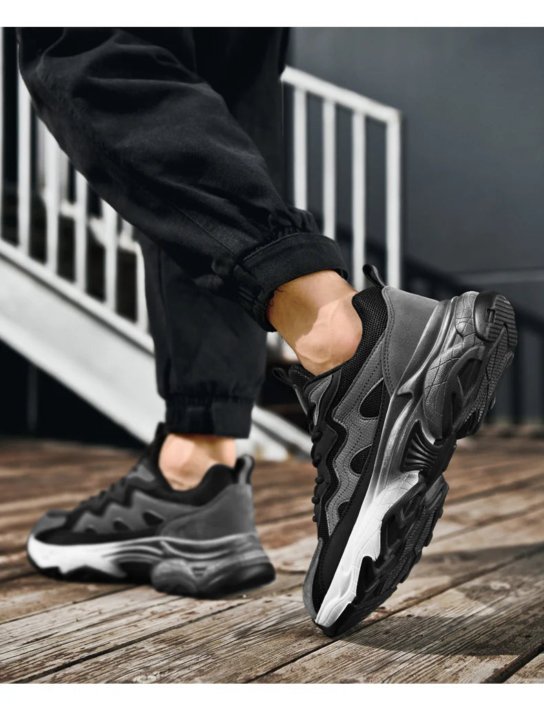 Sports shoes men's four season casual fashion outdoor thick sole breathable comfortable anti slip wear-resistant casual sneakers