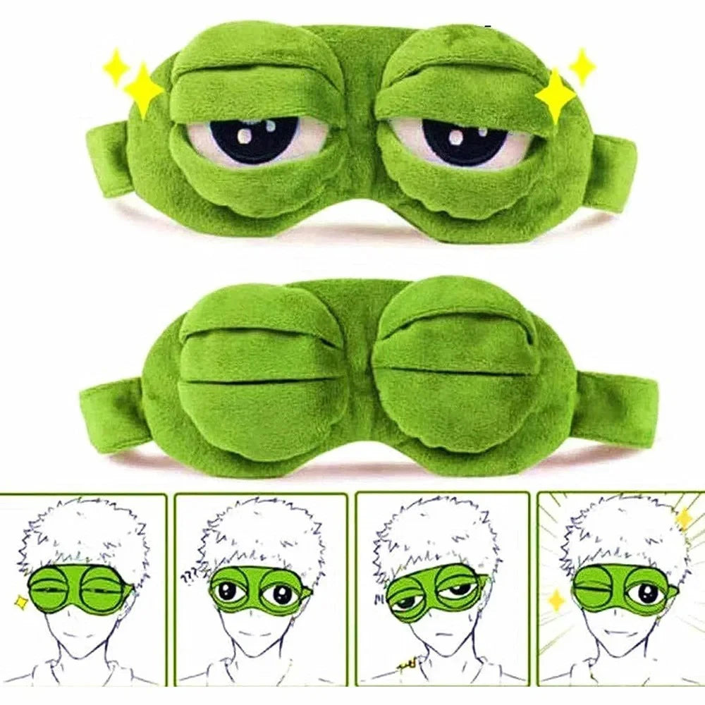 3D Sad Frog Sleep Eye Mask Travel Sleeping Eyeshade Cover Shade Eye Patch For Women Men Soft Portable Blindfold Naptime Eyepatch
