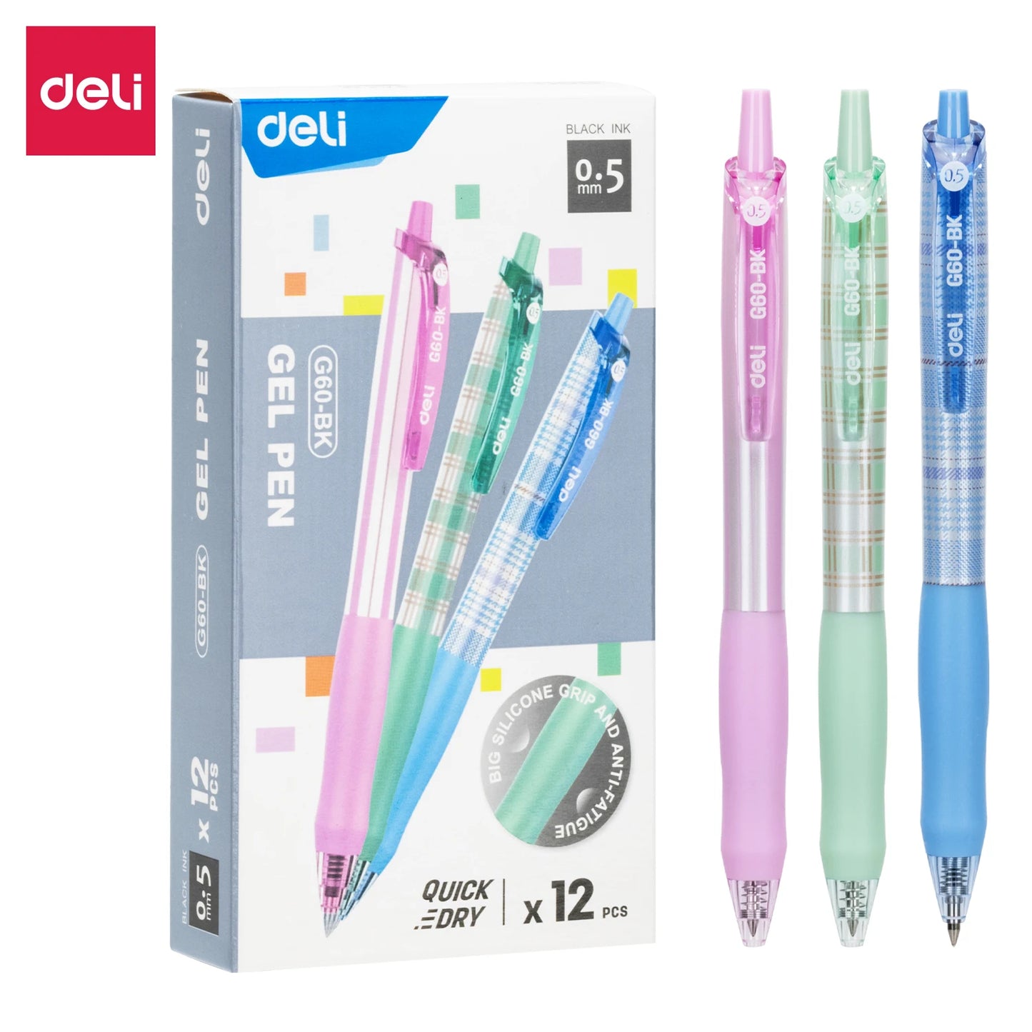 Deli Four Color Switching Simple Ballpoint Pen 0.7mm Bullet Head Student Office Writing Tool Stationery Exam Supplies 12pcs