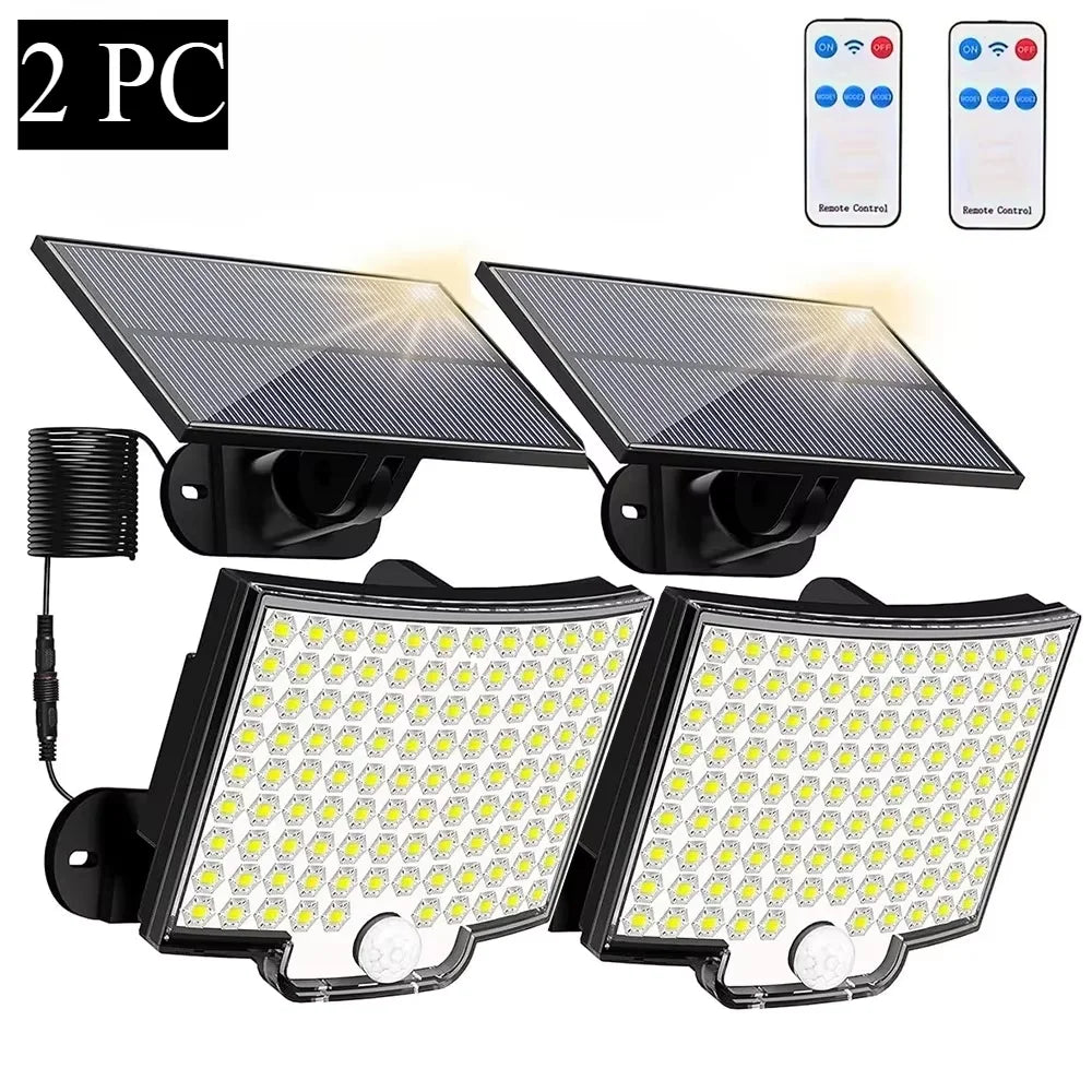 106LED Split Solar Lamp 3 Lighting Mode Outdoor Decoration Sunlight Wall Light PIR Motion Sensor Waterproof Garden Garage Lamp