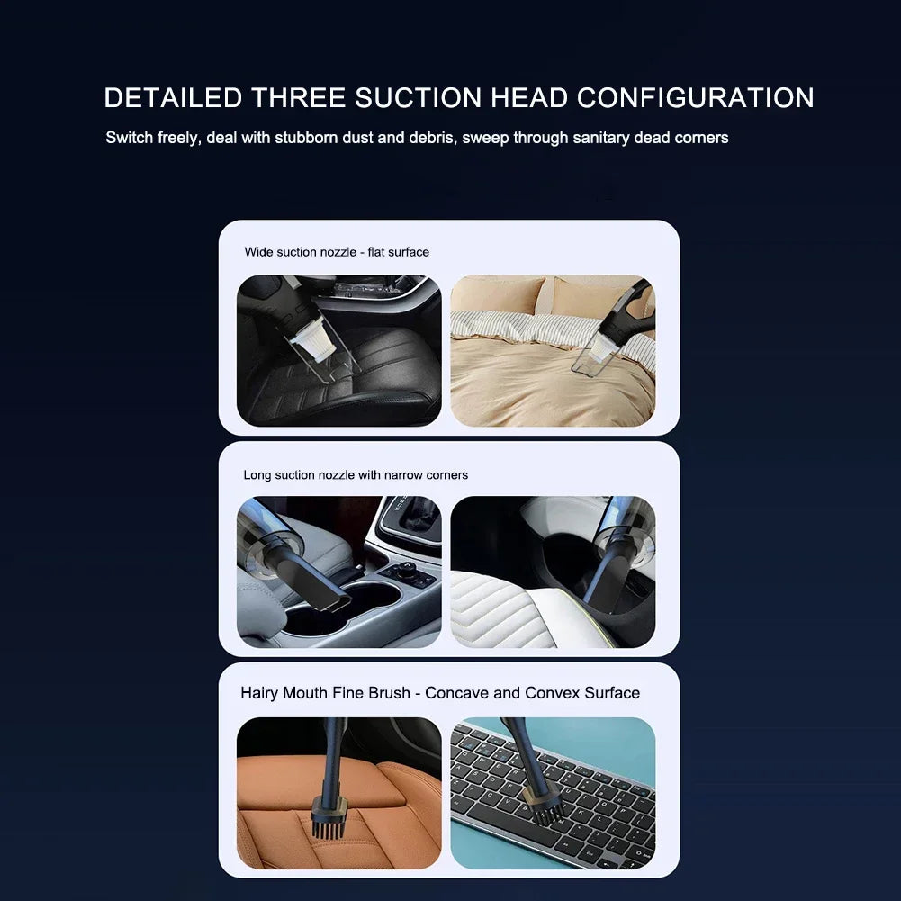 120W Vacuum Cleaner Portable Car Vacuum Cleaner USB Charging Handheld Cordless Powerful Suction for Auto/Home/Office/Pet Hair