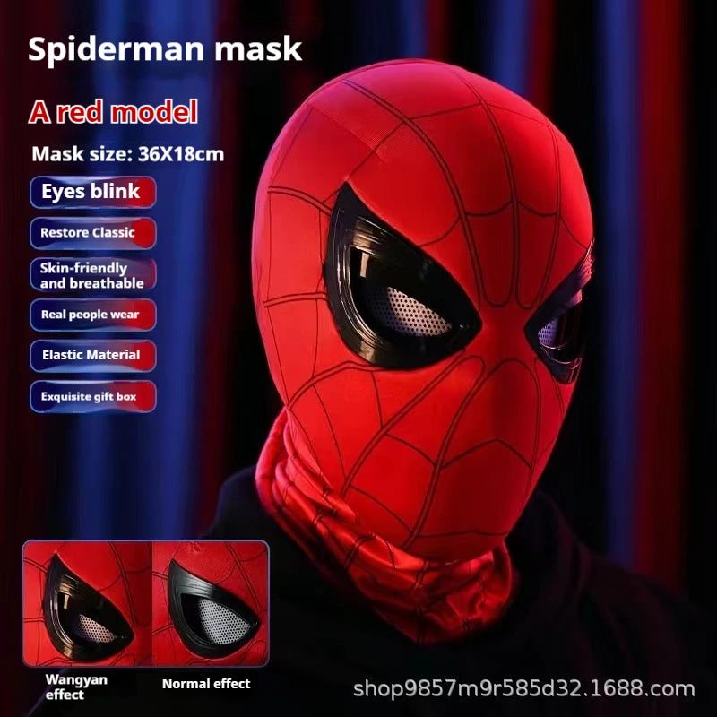 Spiderman Mascara Headgear Cosplay Moving Eyes Electronic Mask Spider Man Remote Control Elastic Toys For Adults Kids Gifts