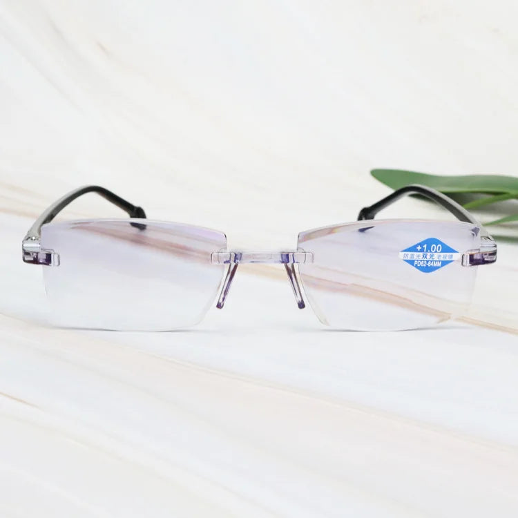 Intelligent Zoom Anti-blue Light Frameless Frame Cutting Edge Reading Glasses Men And Womean