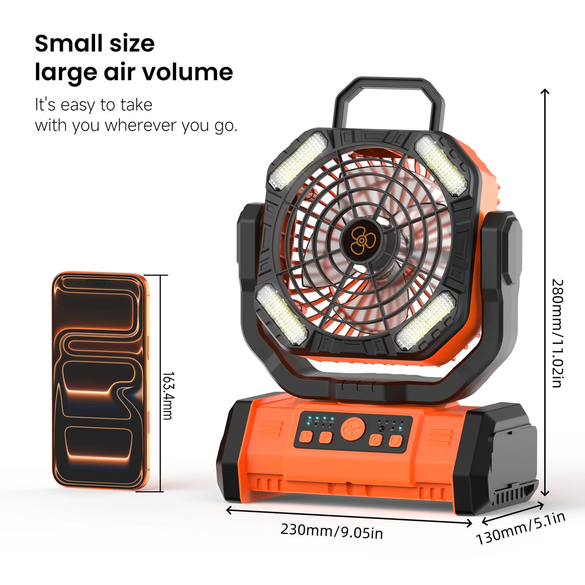 Remote-Controlled Timed Oscillating Tent Hanging Fan, 20000 Mah Rechargeable Fan with Led Light, Portable Camping Ceiling Fan, Suitable for Camping Enthusiasts