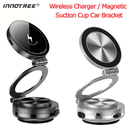 Electric Magnetic Car Phone Holder with Wireless Charger Car Magnetic Suction Cup Bath Shower Car Windshield Dashboard Bracket