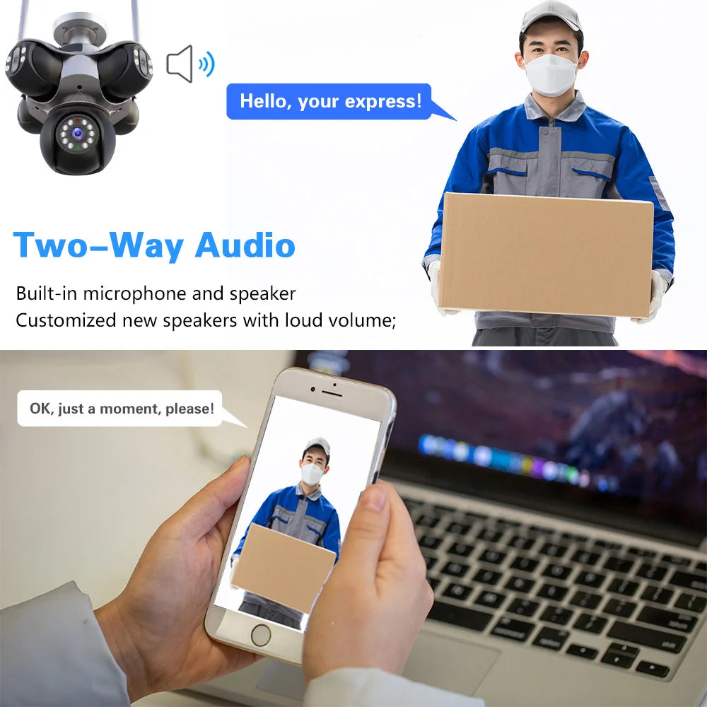 25MP 4K Wifi Panoramic Security Camera Outdoor 5 Lens 5 Screens Auto Tracking Wireless PTZ CCTV Video Surveillance Camera