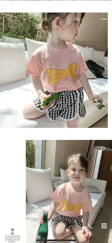 Baby Girls Boys Short Sleeved T-shirt Kids Cotton Top Tees Toddler Cartoon Print Shirts Summer Children's Clothing Korean Style