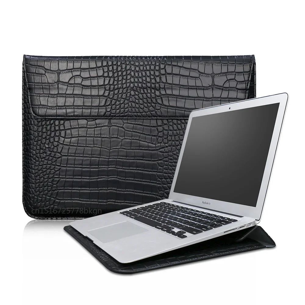 Crocodile Leather Flip Case Bag Laptop Sleeve for Macbook Air 13 14 15 16 Inch M5 M4 M3 M2 Chip Mac Book Pro Cover Accessories