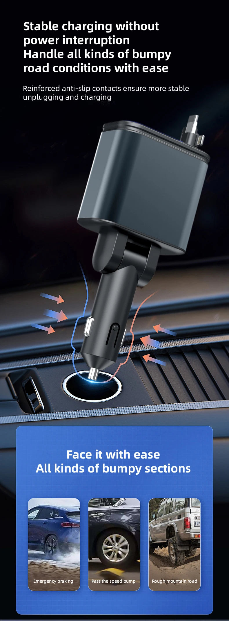 5 IN 1 180W Retractable Car Charger Bluetooth 5.0 FM Transmitter Fast Phone Charger Handsfree Call U-disk Aux with LED Light