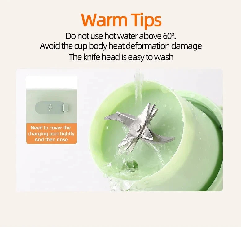 Wireless Portable Juicing Bucket Electric 800ml Sports Cup Fresh Fruit Juicer With Large Capacity and 10 Stainless Steel Blades