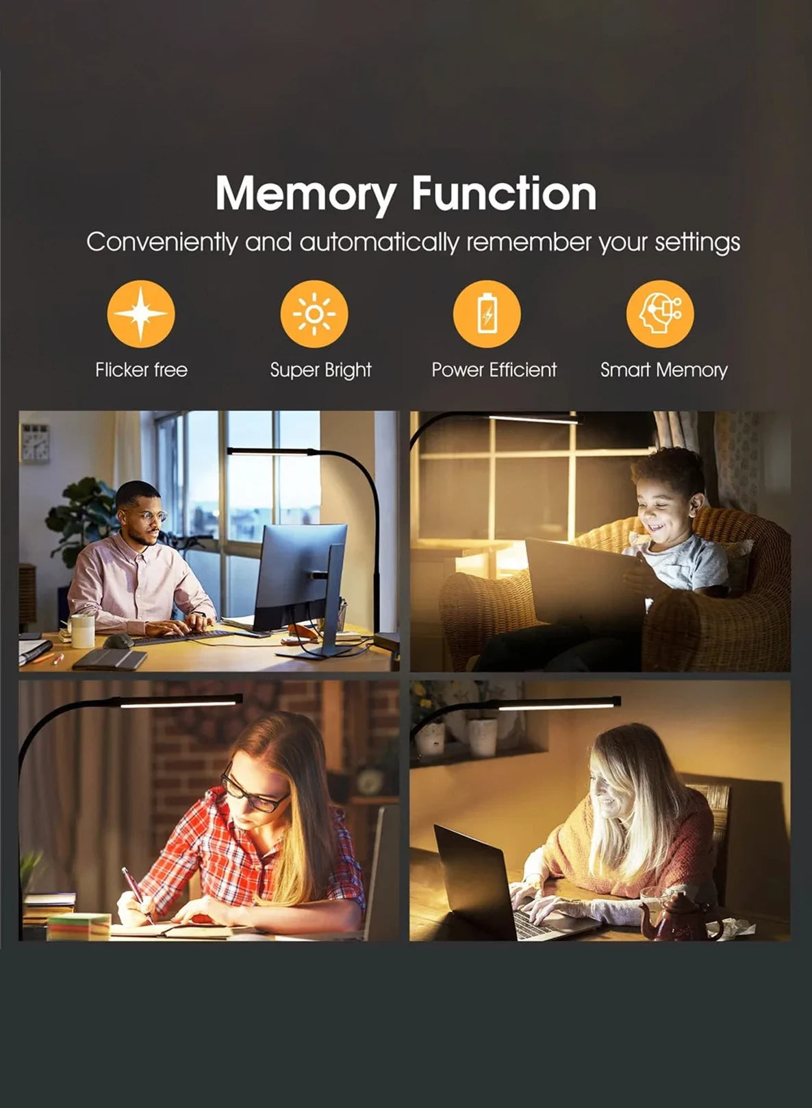 LED Double/Single Head Reading Desk Lamp Foldable Swing Arm Table Lamp with Clip Dimmable Workstation Office PC Eye Protection