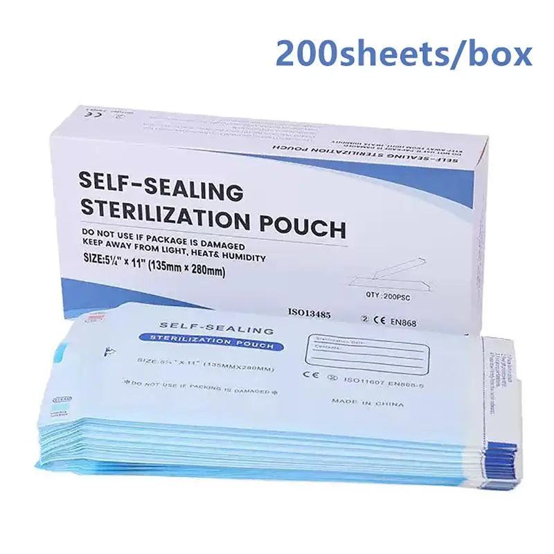 Self Seal Sterilizer Pouches 200PCS Autoclavable for Professional Dental and Tattoo Use