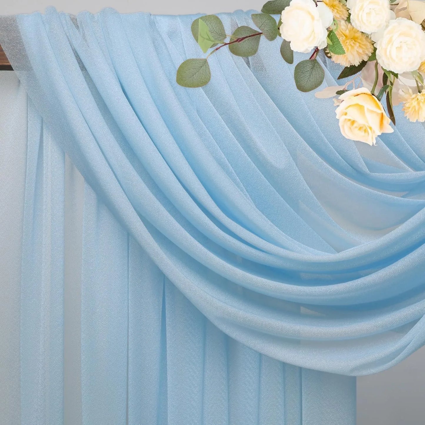 Beautiful Chiffon Drapes Arched Door Chiffon Curtains Wedding Decor Fabric Outdoor Decoration Hanging Curtains Wedding Lawn