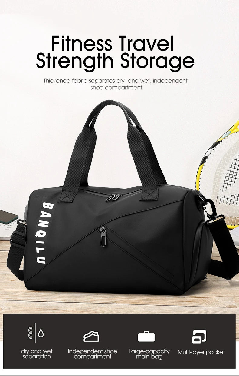 Unisex Large Capacity Handbag Crossbody Shoulder Bag Water-resistant, Gym Bag, Travel Bag for Men, Also Fits on Luggage Trolley