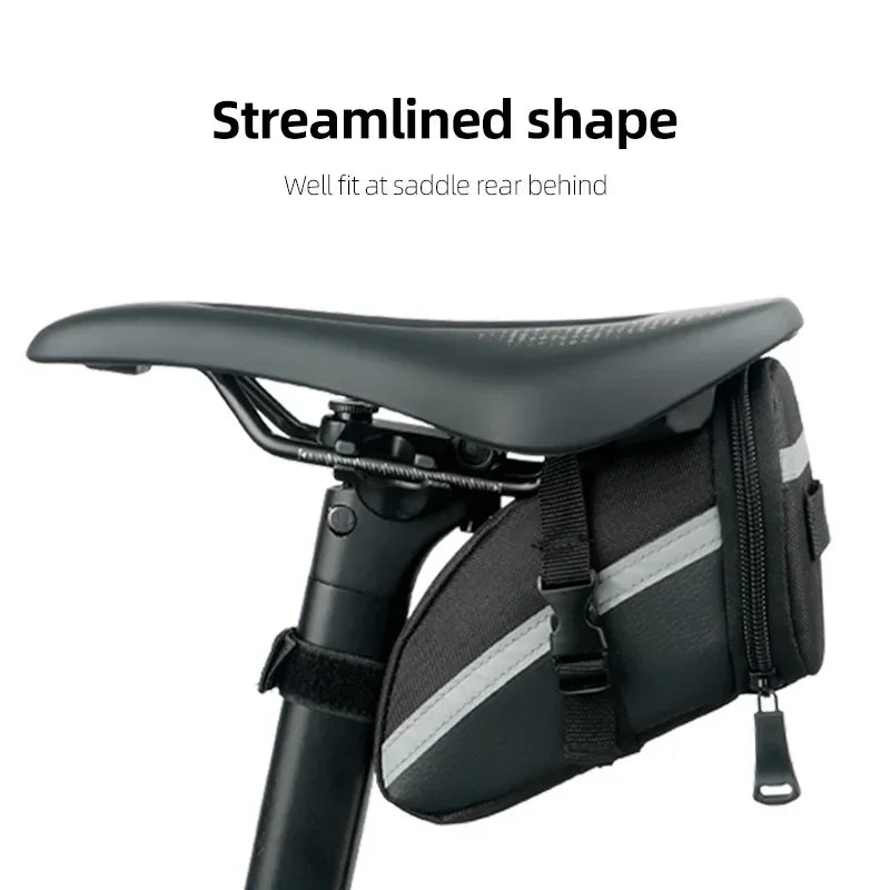 Bicycle Rear Saddle Bag Cycling Accessories Storage Panner Streamlined Tail Bag Pouch for MTB Road Bike W/Loop to Attach Light
