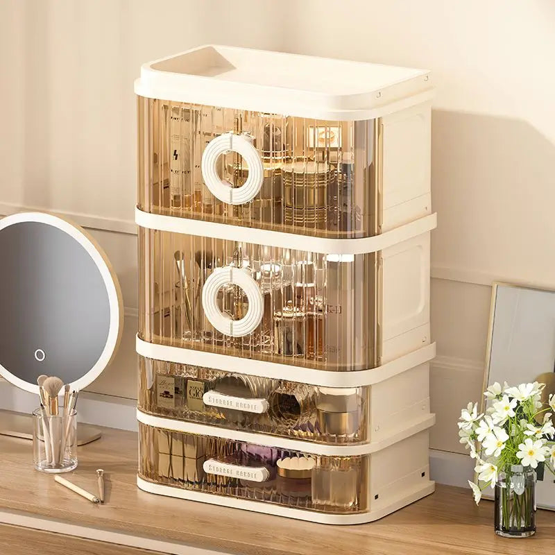 1 pcs Folding storage box, cosmetics desktop dressing table, lipstick and skin care products, large-capacity storage rack