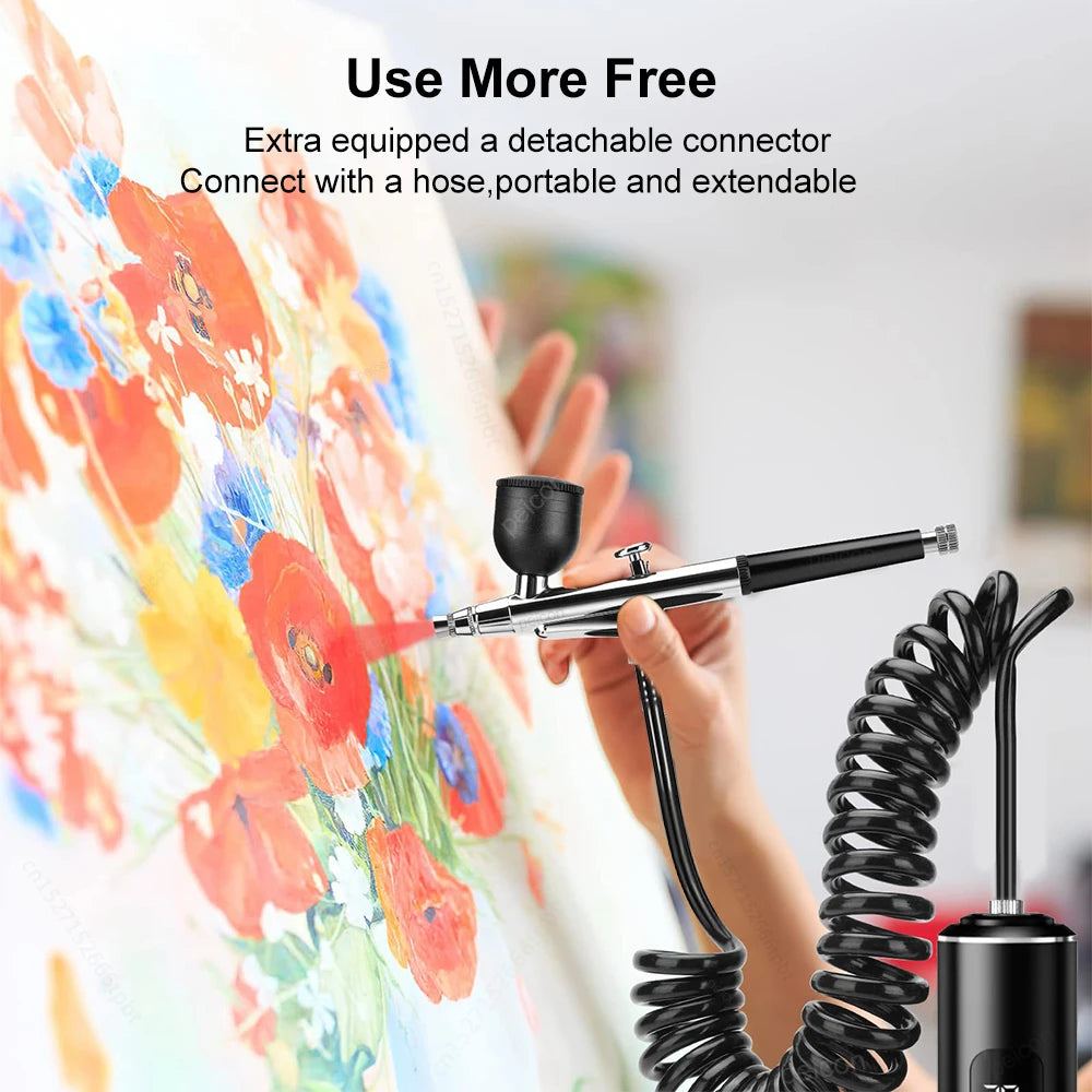 Portable Airbrush Nail with Compressor Mini Airbrush Nail Art Kit Handheld Spray Gun for Nails Art Painting Craft Cake