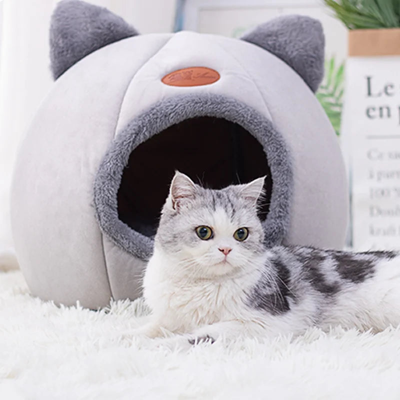 Warm Cat Bed Pet Nest Large Thickened Pet Bed Windproof and Coldproof Winter Cat Sofa Comfortable Warm Indoor Cat Supplies