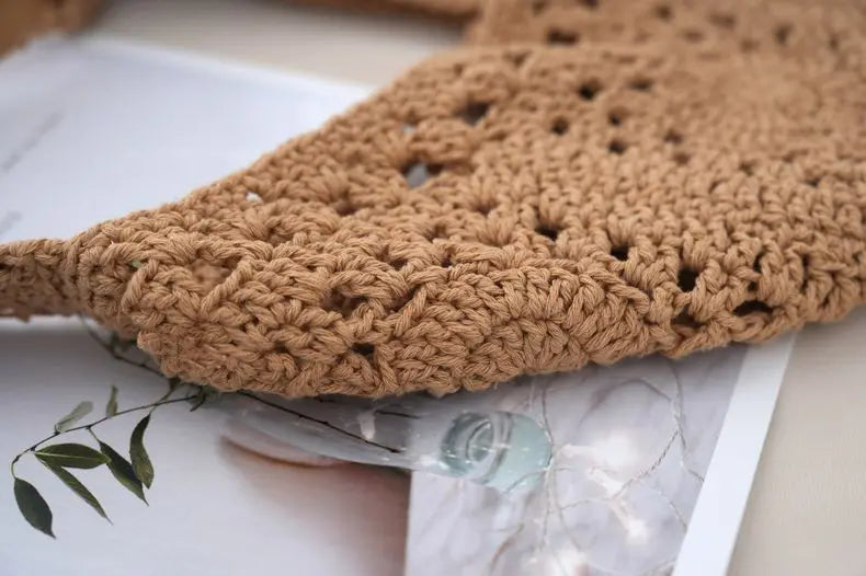 Women Shouder Bag Bohemian Straw Underarm Bag Summer Beach Woven Armpit Bag Hollow Flower Casual Crochet Tote Shopping Bags
