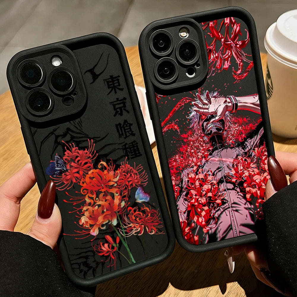 Anime Red Spider Lily T-Tokyo GhoulS Phone Case For IPhone 17 16e 16 15 14 13 12 11 Air Pro Max Mini XR Plus Soft TPU Back Cover