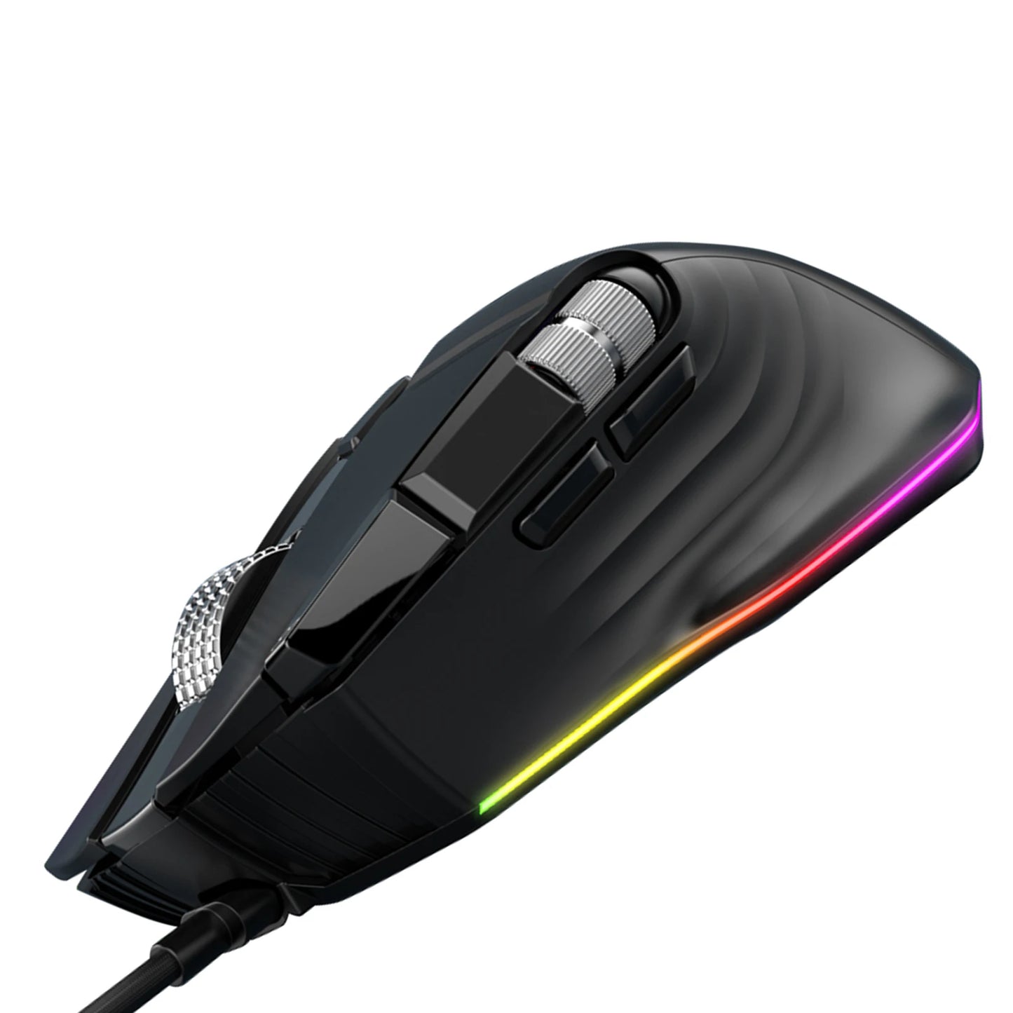 RGB Wired Gaming Mouse 7 Lighting Modes Dual Scroll Wheels Macro Programmable 1200-12400 DPI Ergonomic Design for PC Gamer