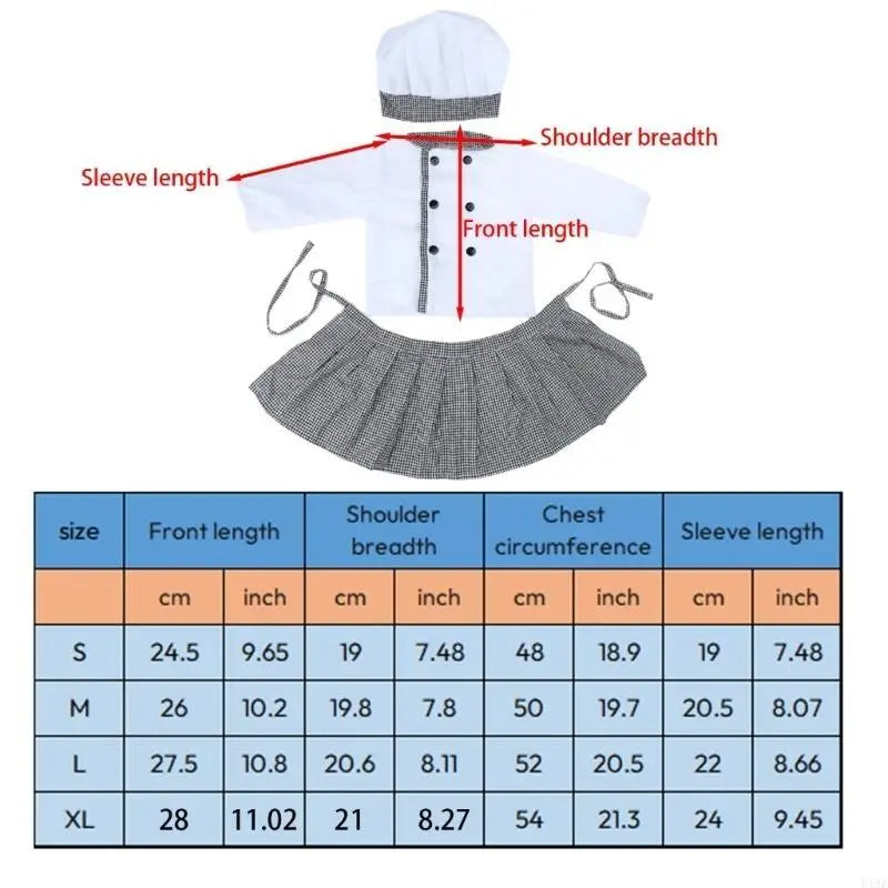 F19F Baby Photo Props Cook Hat Coat Outfit Set Photoshoots Props Infant Cook Costume