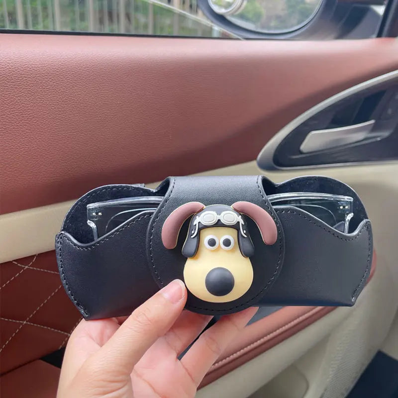 Cartoon Dog Car Sunglasses Holder - Easy Access, Scratch-Free & Stylish Organizer for Women Glasses Case  Car Accessories