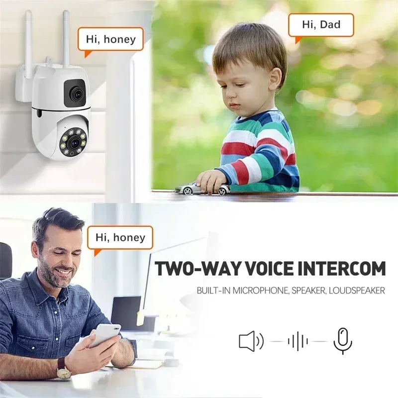 8MP Wifi Camera Dual Lens Security Wireless Outdoor Cameras Two-way Audio Auto Motion Detection Night Vision Home Baby Monitor