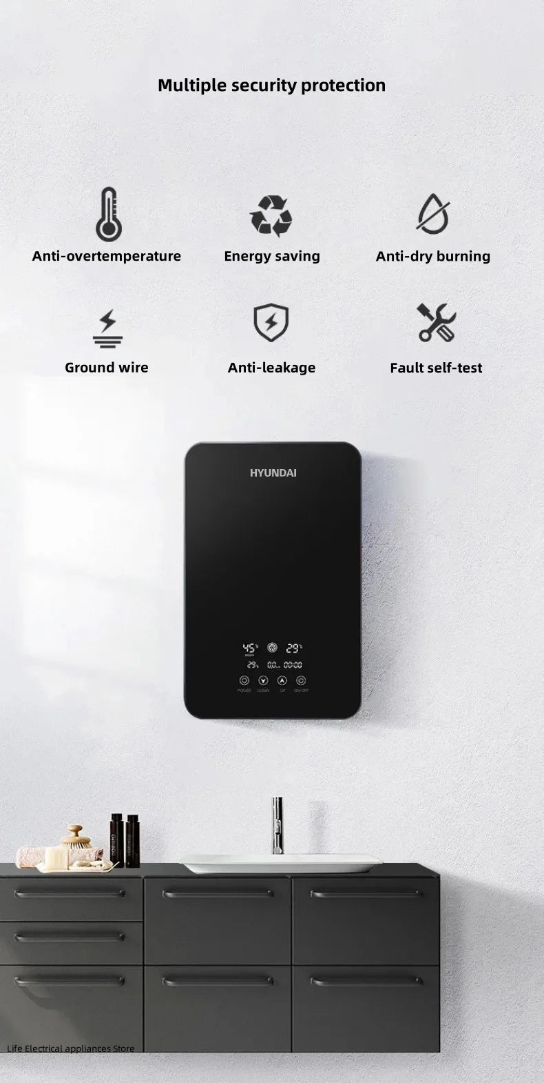 Intelligent Electric Water Heater Tankless Water Heater Household Fast Hot Bath Machine Apartment Hotel Bathroom Hot Shower