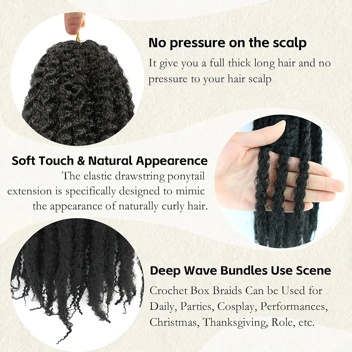 Marley Twist Braiding Hair Pre Stretched Ombre/Solid Colors Afro Kinky Curly Crochet Hair for Faux Locs Jumbo Marley Twists Hair