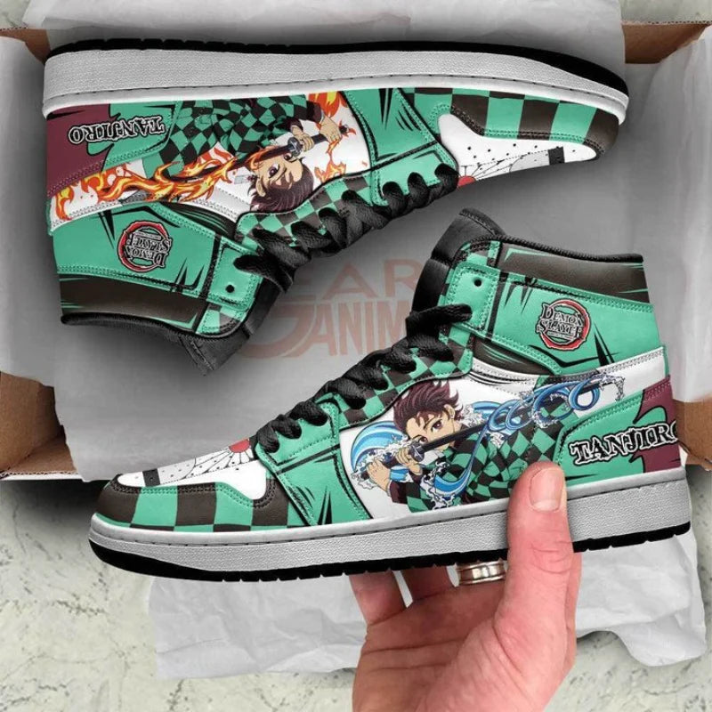 Demon Salyer Anime Nezuko Kamado Sneakers Casual Shoes Basketball Shoes Cartoon Printing Comfortable Flat Shoes Birthday Gift