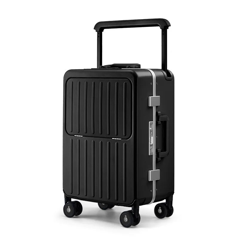 24-inch luggage with an aluminum frame, wide pull rod and front opening, as well as a high-value 20-inch travel suitcase (pull r