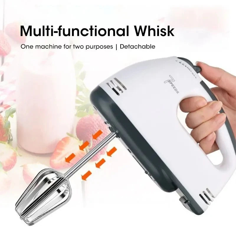 Handheld Electric Egg Beater for Baking, Household Automatic Mixer, 7-Speed Food Dough Blender and Cream Whipper
