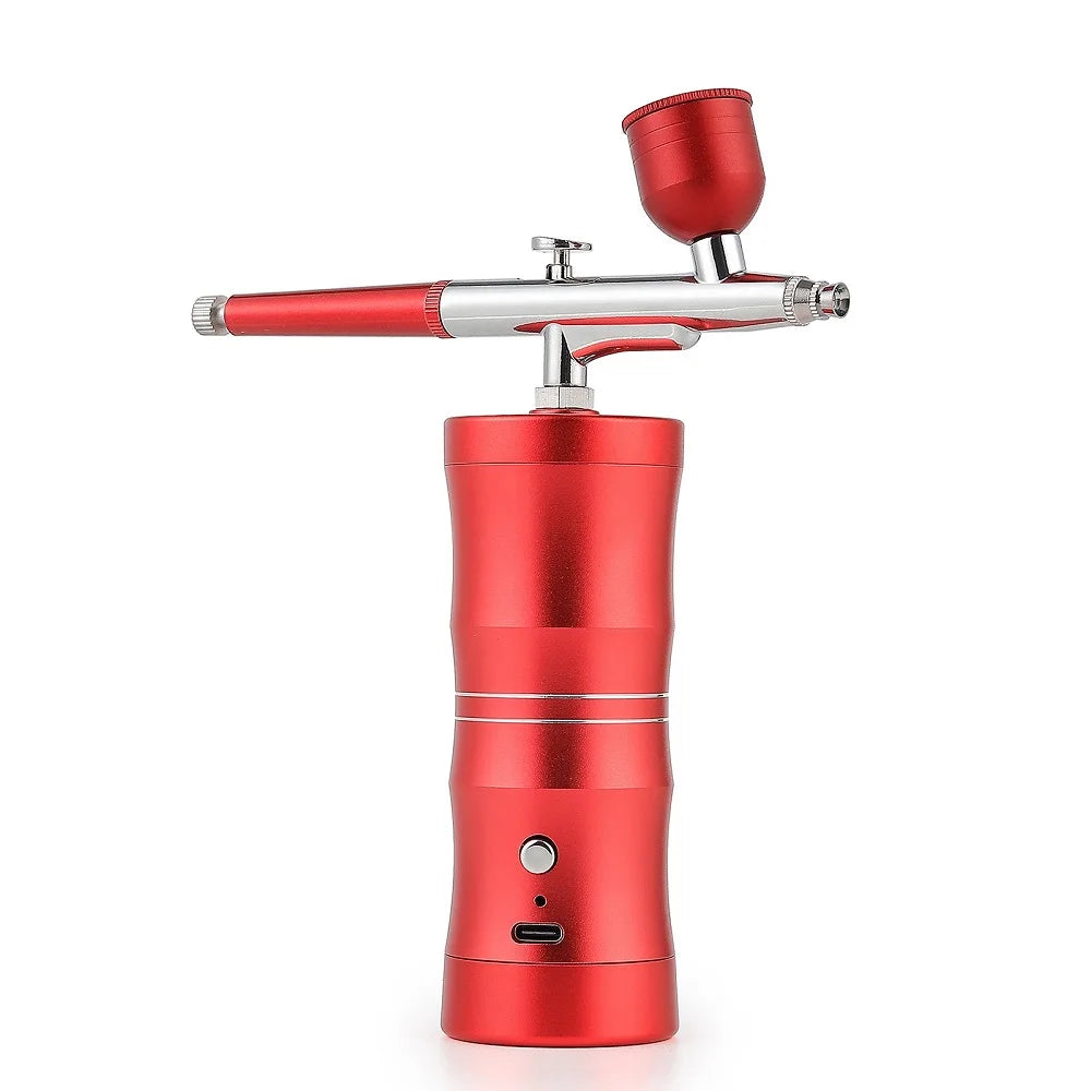 Top 0.3mm Pink Mini Air Compressor Kit Air-Brush Paint Spray Gun Airbrush For Nail Art Tattoo Craft Cake Nano Fog Mist Sprayer