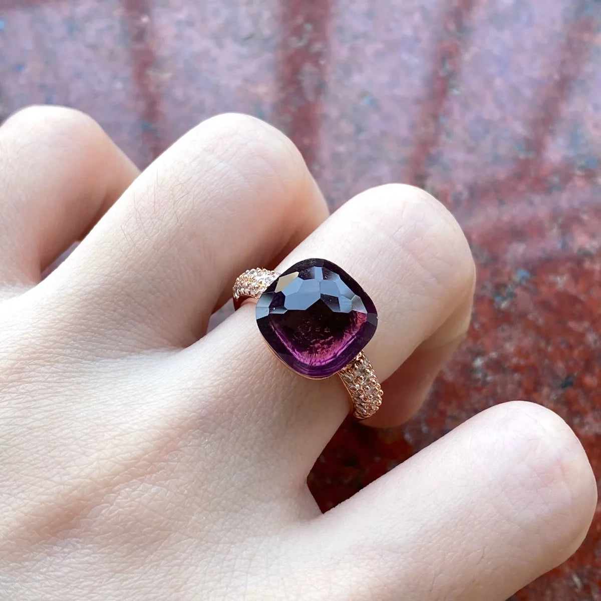 12.6mm   Ring Candy Style Zircon Ring Flat Pink Green Purple Crystal Ring For Women Candy Ring Fashion Jewelry Gift