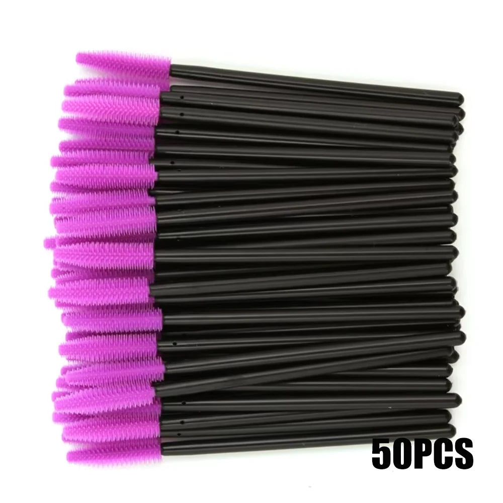 50/100PCS Eyelash Brush Silicone Eyelashes Brushes Mascara Wands Applicators Kits For Lash Extension Eyebrows Makeup Tool