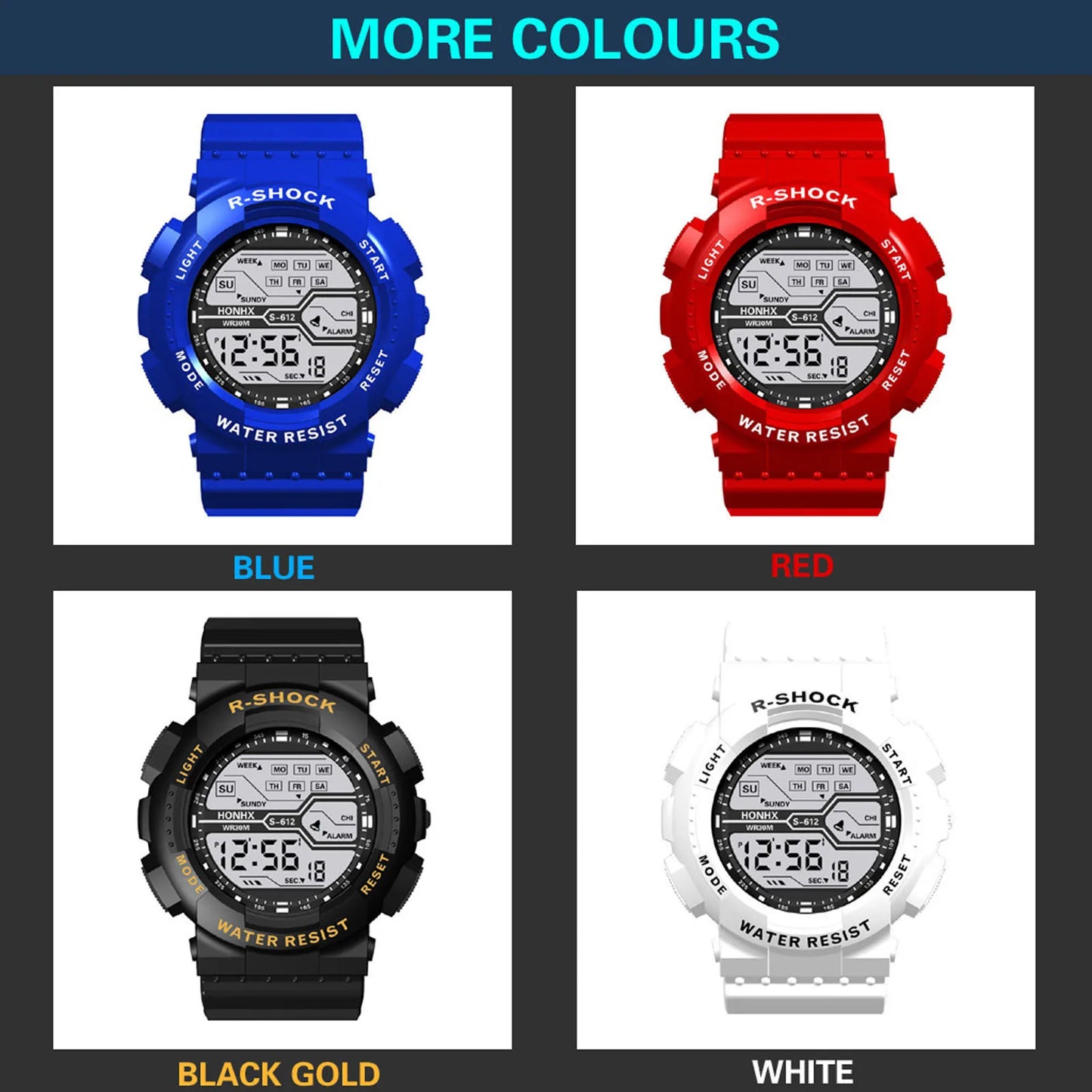 A Variety Of Styles Of Cool Sports Electronic Watches With Four Buttons