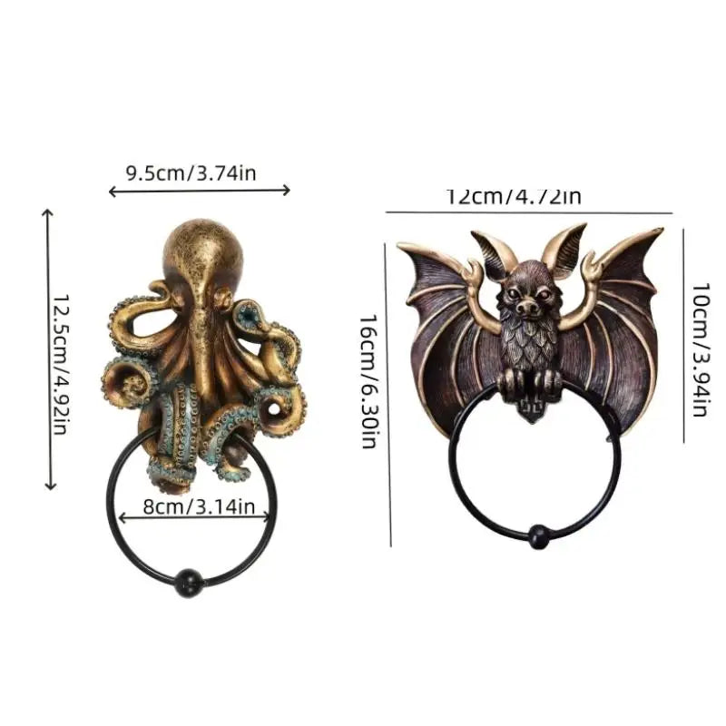 Whimsical Halloween Bat Knocker Gothic Wall Art Resin Statue Wall & Door Frame Decorative Ornament Home & Outdoor Decoration