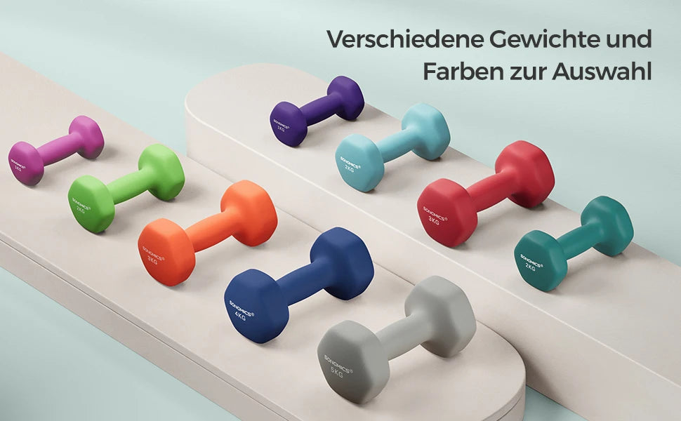 SONGMICS dumbbells set 2x3 kg dumbbell set short dumbbells hexagon neoprene coating