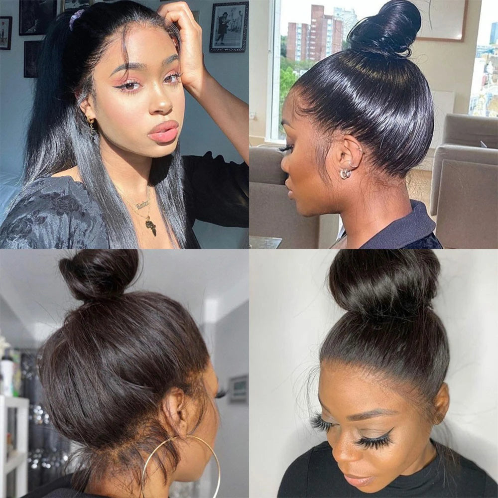 360 HD Transparent Lace Frontal Wigs Pre Plucked Brazilian Bone Straight 13x4 13x6 Lace Front Human Hair Wigs For Black Women