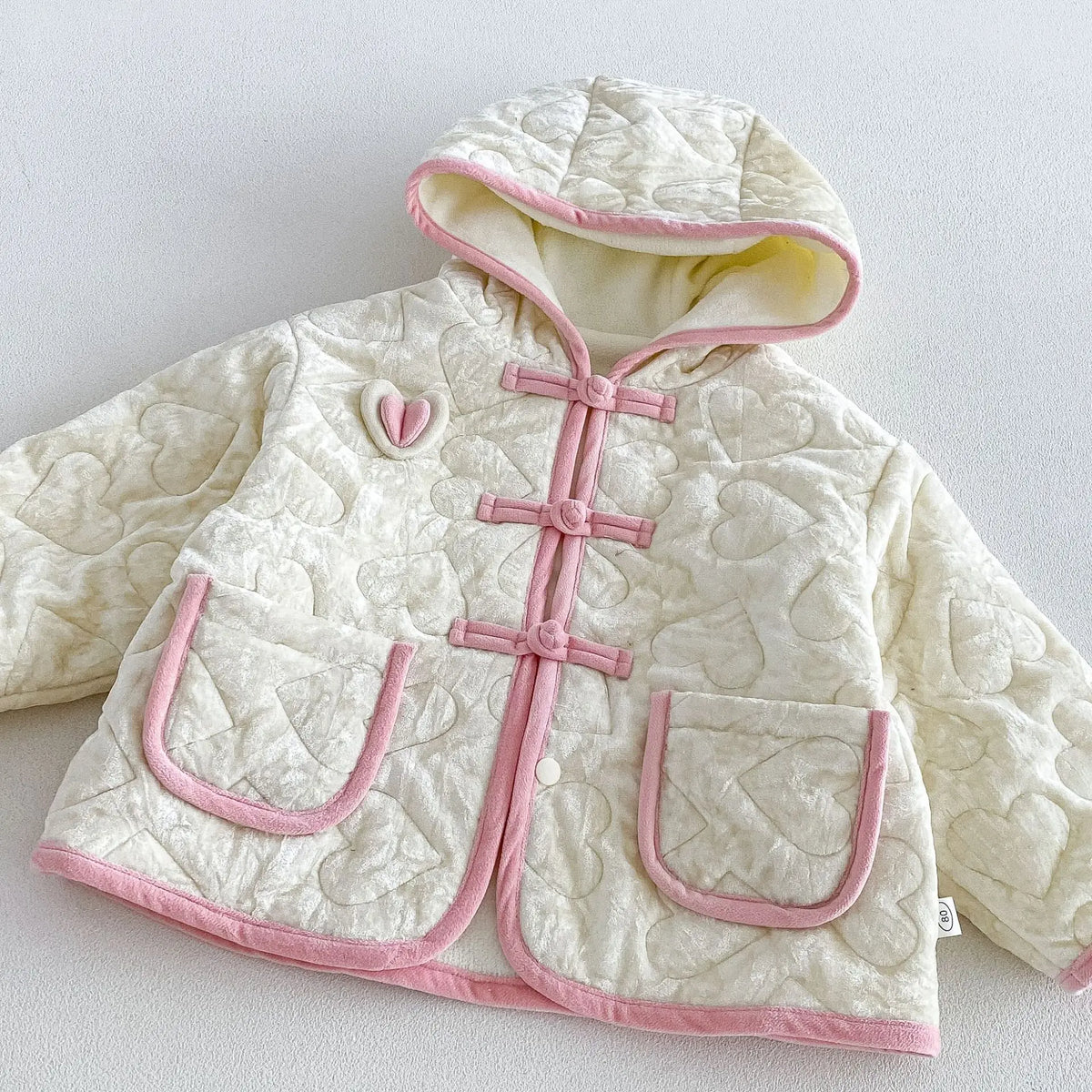 2026 New Winter Girls Heart Quilted Colorblock Coat | Fleece-Lined Hooded Padded Jacket | Cute Warm Outwear