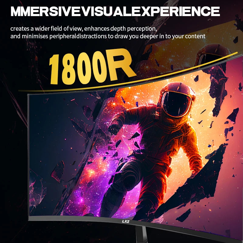 LXZ Curved 32 Inch Gaming Monitor 1800R, 2K QHD 165hz Frameless Display 99% sRGB, 178°Wide Viewing Angle, Display Port HDMI