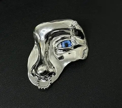 Exaggerated Sparkling Crystal Eye Earrings Retro Luxury Open Ring Brooch Earring Set