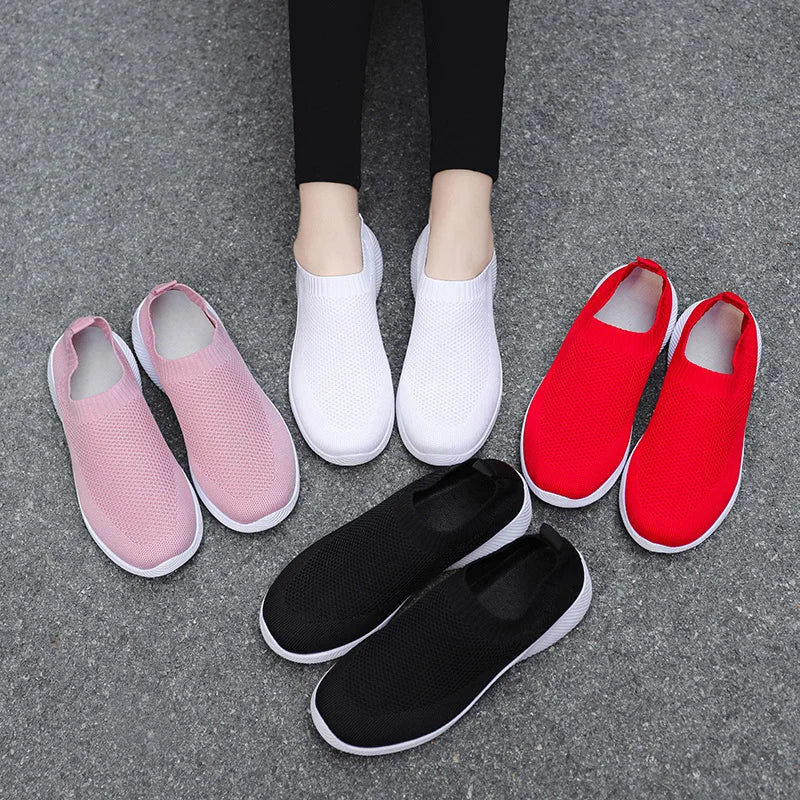 2024 Spring Women Shoes Knitting Sock Sneakers Women Flat Shoes Casual Breathable Sneakers Flats Walking Shoes for Women