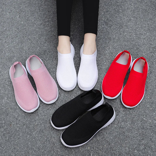 2024 Spring Women Shoes Knitting Sock Sneakers Women Flat Shoes Casual Breathable Sneakers Flats Walking Shoes for Women