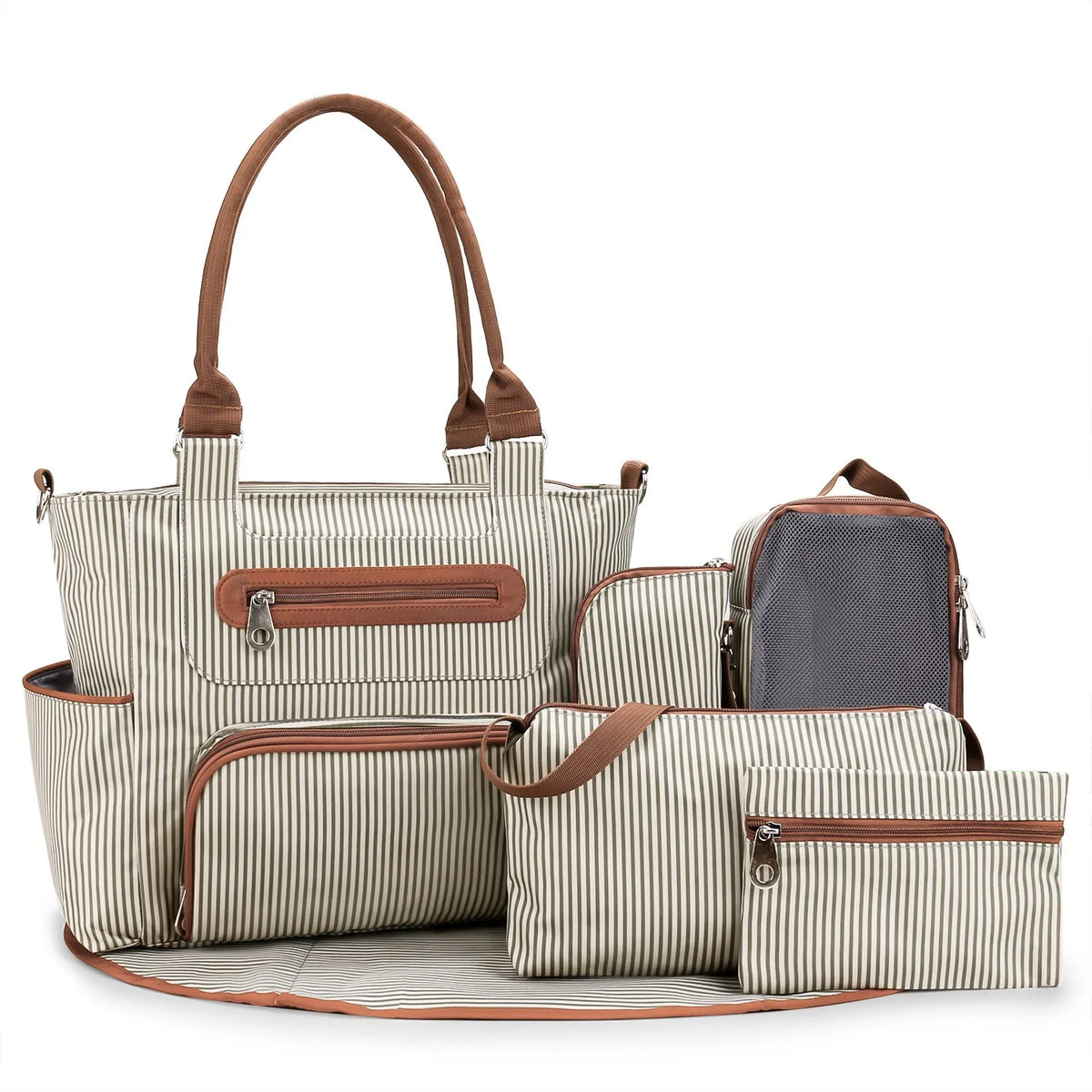 Women Shoulder Bag Travel 7 Pcs/Set Baby Diaper Bags Go Out Large Capacity Newborn Nappy  Bag with Changing Pad Multi-functional