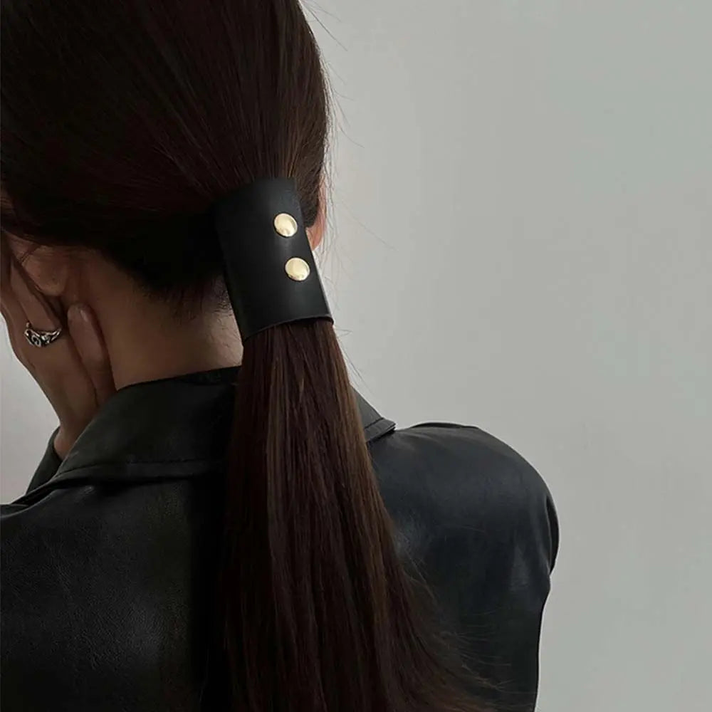 Hair Accessories Girl's Headwear Hair Wrap Korean Style Hair Cuff Ponytail Holder PU Leather Hair Band Women's hair clips