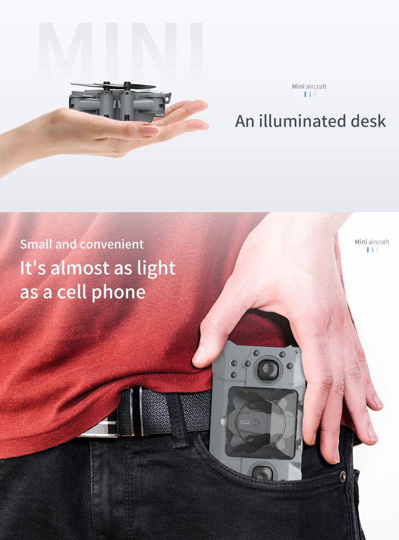 Mini Drone 4k HD Camera Aerial Aircraft Air Pressure Fixed Height Folding Pocket Remote Control Airplane Toys for Kids Gift