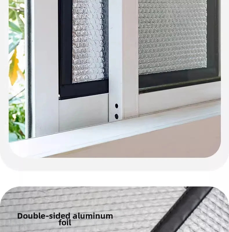 Double Sided Aluminum Foil Sun Block Curtain Retractable Heat Insulation Roller Blind Anti-UV Heat Insulation Window Sunscreen