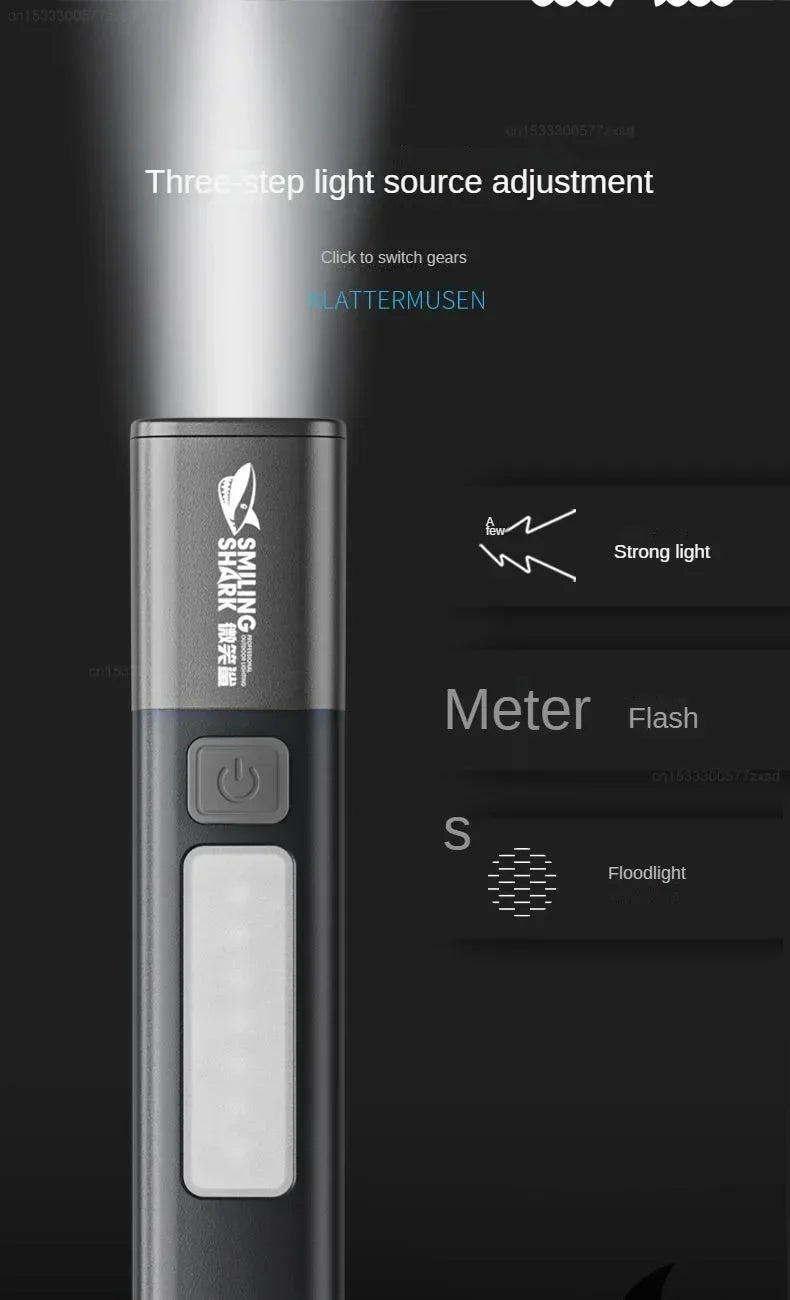 Xiaomi SMILING SHARK Outdoor Flashlight Portable Strong Lights Variable Focus with Home Camping Fishing Walking Lighting Lamp